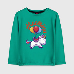 Лонгслив хлопковый детский Настин единорожка, цвет: зеленый