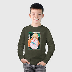 Лонгслив хлопковый детский Fairy Tail, Мавис Вермиллион, цвет: меланж-хаки — фото 2