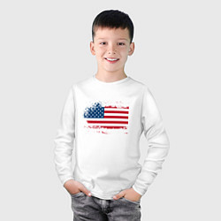 Лонгслив хлопковый детский Американский флаг Stars, цвет: белый — фото 2
