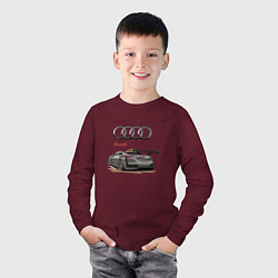 Лонгслив хлопковый детский Audi Racing team, цвет: меланж-бордовый — фото 2