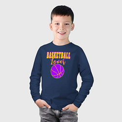 Лонгслив хлопковый детский Basketball Lover, цвет: тёмно-синий — фото 2