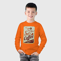 Лонгслив хлопковый детский Coffee Cup Retro, цвет: оранжевый — фото 2