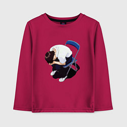 Лонгслив хлопковый детский Синдзи Икари на стуле, цвет: маджента