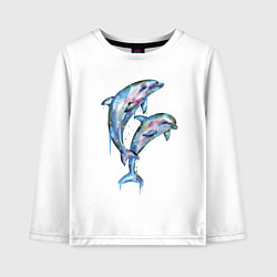 Лонгслив хлопковый детский Dolphins Watercolour, цвет: белый