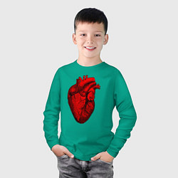 Лонгслив хлопковый детский Сердце анатомическое, цвет: зеленый — фото 2