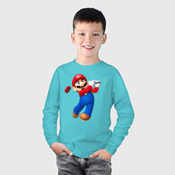 Лонгслив хлопковый детский Марио - крутейший гольфист Super Mario, цвет: бирюзовый — фото 2