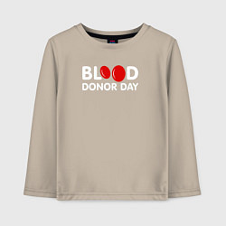 Лонгслив хлопковый детский Blood Donor Day, цвет: миндальный