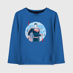 Лонгслив хлопковый детский Фигура Супермена, цвет: синий