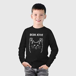 Лонгслив хлопковый детский Bon Jovi Рок кот, цвет: черный — фото 2