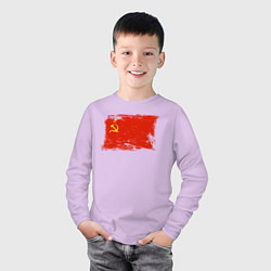 Лонгслив хлопковый детский Рваный флаг СССР, цвет: лаванда — фото 2