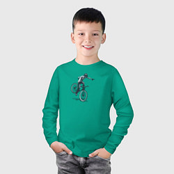 Лонгслив хлопковый детский Трюк на велике, цвет: зеленый — фото 2