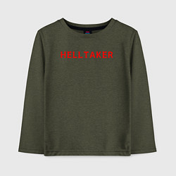 Лонгслив хлопковый детский Helltaker logo, цвет: меланж-хаки
