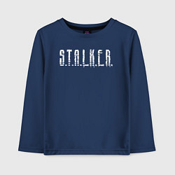 Лонгслив хлопковый детский S T A L K E R - Logo, цвет: тёмно-синий