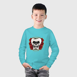 Лонгслив хлопковый детский Skull Tooth, цвет: бирюзовый — фото 2