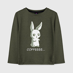 Лонгслив хлопковый детский Заяц хочет кофе, цвет: меланж-хаки