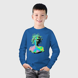 Лонгслив хлопковый детский Gorgon Medusa Vaporwave Neon, цвет: синий — фото 2