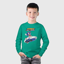 Лонгслив хлопковый детский Sonic Free Riders Hedgehog Racer, цвет: зеленый — фото 2