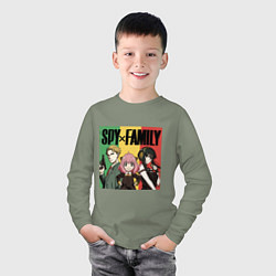 Лонгслив хлопковый детский Семья шпиона на цветном фоне Spy x Family, цвет: авокадо — фото 2