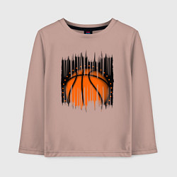 Лонгслив хлопковый детский Баскетбольный мяч в разрыве, цвет: пыльно-розовый