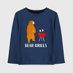 Лонгслив хлопковый детский Bear Grills Беар Гриллс, цвет: тёмно-синий