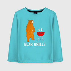 Лонгслив хлопковый детский Bear Grills Беар Гриллс, цвет: бирюзовый