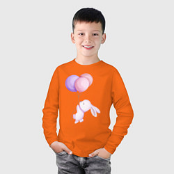 Лонгслив хлопковый детский Милый Крольчонок С Тремя Воздушными Шариками, цвет: оранжевый — фото 2