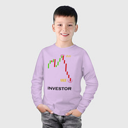 Лонгслив хлопковый детский Investor, цвет: лаванда — фото 2