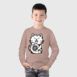 Лонгслив хлопковый детский JDM Cat & Engine Japan, цвет: пыльно-розовый — фото 2