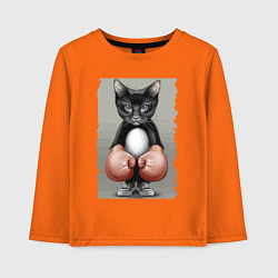 Лонгслив хлопковый детский Крутой котяра в боксёрских перчатках Cool cat in b, цвет: оранжевый