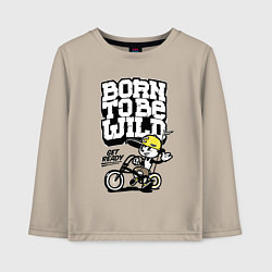 Лонгслив хлопковый детский Born to be wild Рожденный быть диким, цвет: миндальный