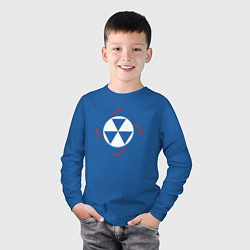 Лонгслив хлопковый детский Символ Fallout в красном ромбе, цвет: синий — фото 2