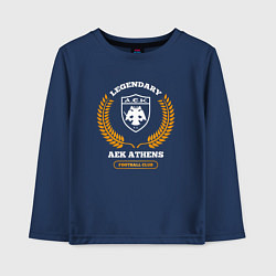 Лонгслив хлопковый детский Лого AEK Athens и надпись Legendary Football Club, цвет: тёмно-синий