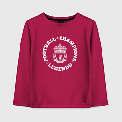 Лонгслив хлопковый детский Символ Liverpool и надпись Football Legends and Ch, цвет: маджента