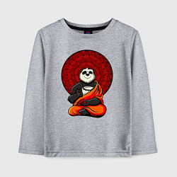 Лонгслив хлопковый детский Медитация панды Дзен, цвет: меланж