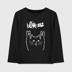 Лонгслив хлопковый детский Blink 182 Рок кот, цвет: черный