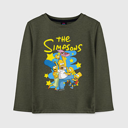Лонгслив хлопковый детский The SimpsonsСемейка Симпсонов, цвет: меланж-хаки