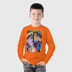 Лонгслив хлопковый детский Sunday in the Alps Абстрактный портрет девушки, цвет: оранжевый — фото 2