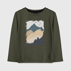 Лонгслив хлопковый детский Две медведя на скале, цвет: меланж-хаки