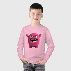 Лонгслив хлопковый детский FLUFFY COLORED MONSTER, цвет: светло-розовый — фото 2