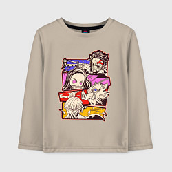 Лонгслив хлопковый детский Клинок, рассекающий демонов Истребитель демонов, цвет: миндальный