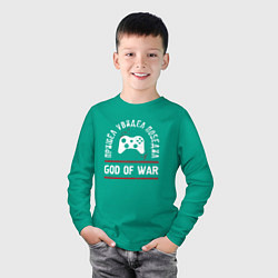 Лонгслив хлопковый детский God of War: Пришел, Увидел, Победил, цвет: зеленый — фото 2