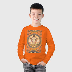 Лонгслив хлопковый детский Vintage Arabesque Decoration Звериный орнамент, цвет: оранжевый — фото 2