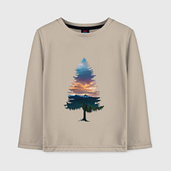 Лонгслив хлопковый детский Лес в ёлке, цвет: миндальный