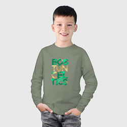 Лонгслив хлопковый детский NBA - Celtics, цвет: авокадо — фото 2