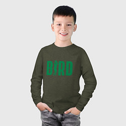 Лонгслив хлопковый детский Bird -Boston, цвет: меланж-хаки — фото 2