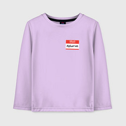 Лонгслив хлопковый детский Меня зовут Альфарий, цвет: лаванда