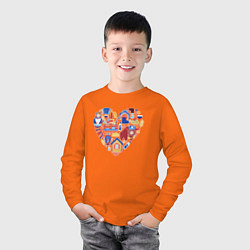 Лонгслив хлопковый детский Сердце Россия, цвет: оранжевый — фото 2