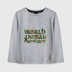 Лонгслив хлопковый детский WORLD ANIMAL PROTECTION, цвет: меланж