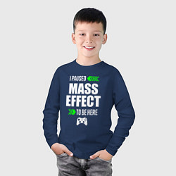 Лонгслив хлопковый детский I Paused Mass Effect To Be Here с зелеными стрелка, цвет: тёмно-синий — фото 2