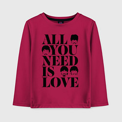 Лонгслив хлопковый детский ALL YOU NEED IS LOVE THE BEATLES, цвет: маджента